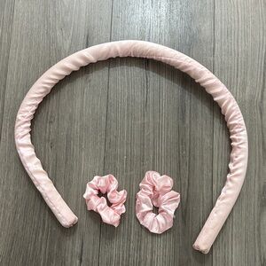 Pink Satin Headband and Scrunchies Set